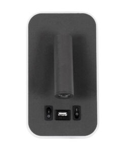 GloboStar® LADY-O 61365 Μοντέρνο Φωτιστικό Τοίχου – Απλίκα Ξενοδοχείου Bed Side LED 10W 1000lm 36° & 360° AC 220-240V – Reading Light & Κρυφός Φωτισμός – Φορτιστής USB 3A – Μ10.5 x Π10 x Υ18.5cm – Φυσικό Λευκό 4500K – Γκρι Ανθρακί – 3 Χρόνια Εγγύηση