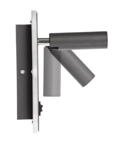 GloboStar® LADY-O 61365 Μοντέρνο Φωτιστικό Τοίχου – Απλίκα Ξενοδοχείου Bed Side LED 10W 1000lm 36° & 360° AC 220-240V – Reading Light & Κρυφός Φωτισμός – Φορτιστής USB 3A – Μ10.5 x Π10 x Υ18.5cm – Φυσικό Λευκό 4500K – Γκρι Ανθρακί – 3 Χρόνια Εγγύηση