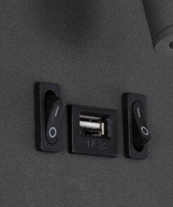 GloboStar® LADY-O 61365 Μοντέρνο Φωτιστικό Τοίχου – Απλίκα Ξενοδοχείου Bed Side LED 10W 1000lm 36° & 360° AC 220-240V – Reading Light & Κρυφός Φωτισμός – Φορτιστής USB 3A – Μ10.5 x Π10 x Υ18.5cm – Φυσικό Λευκό 4500K – Γκρι Ανθρακί – 3 Χρόνια Εγγύηση