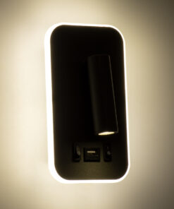 GloboStar® LADY-O 61365 Μοντέρνο Φωτιστικό Τοίχου – Απλίκα Ξενοδοχείου Bed Side LED 10W 1000lm 36° & 360° AC 220-240V – Reading Light & Κρυφός Φωτισμός – Φορτιστής USB 3A – Μ10.5 x Π10 x Υ18.5cm – Φυσικό Λευκό 4500K – Γκρι Ανθρακί – 3 Χρόνια Εγγύηση