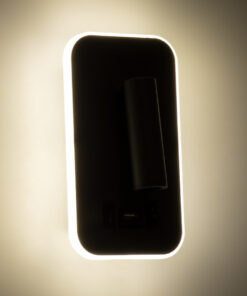 GloboStar® LADY-O 61365 Μοντέρνο Φωτιστικό Τοίχου – Απλίκα Ξενοδοχείου Bed Side LED 10W 1000lm 36° & 360° AC 220-240V – Reading Light & Κρυφός Φωτισμός – Φορτιστής USB 3A – Μ10.5 x Π10 x Υ18.5cm – Φυσικό Λευκό 4500K – Γκρι Ανθρακί – 3 Χρόνια Εγγύηση