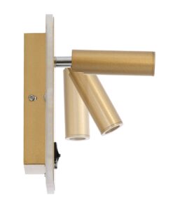 GloboStar® LADY-O 61366 Μοντέρνο Φωτιστικό Τοίχου – Απλίκα Ξενοδοχείου Bed Side LED 10W 1000lm 36° & 360° AC 220-240V – Reading Light & 360° Κρυφός Φωτισμός – Φορτιστής USB 3A – Μ10.5 x Π10 x Υ18.5cm – Φυσικό Λευκό 4500K – Χρυσό Βούρτσας