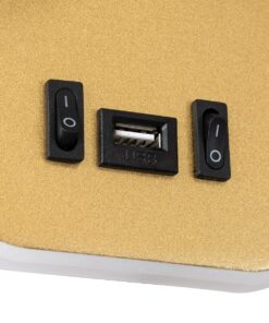 GloboStar® LADY-O 61366 Μοντέρνο Φωτιστικό Τοίχου – Απλίκα Ξενοδοχείου Bed Side LED 10W 1000lm 36° & 360° AC 220-240V – Reading Light & 360° Κρυφός Φωτισμός – Φορτιστής USB 3A – Μ10.5 x Π10 x Υ18.5cm – Φυσικό Λευκό 4500K – Χρυσό Βούρτσας