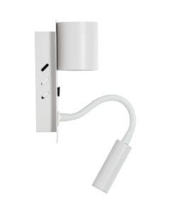 GloboStar® IBIS 61368 Μοντέρνο Φωτιστικό Τοίχου – Απλίκα Ξενοδοχείου Bed Side LED 10W 1100lm 36° & 360° AC 220-240V – Reading Light & Up/Down Light – Φορτιστής USB 3A – Μ10 x Π6.1 x Υ18cm – Φυσικό Λευκό 4500K – Λευκό