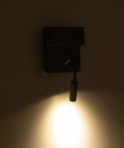 GloboStar® IBIS 61367 Μοντέρνο Φωτιστικό Τοίχου – Απλίκα Ξενοδοχείου Bed Side LED 10W 1100lm 36° & 360° AC 220-240V – Reading Light & Up/Down Light – Φορτιστής USB 3A – Μ10 x Π6.1 x Υ18cm – Φυσικό Λευκό 4500K – Μαύρο