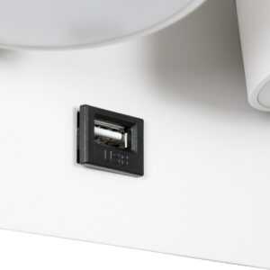 GloboStar® REGENCY 61377 Μοντέρνο Φωτιστικό Τοίχου – Απλίκα Ξενοδοχείου Bed Side LED 16W 1840lm 120° AC 220-240V – Reading Up/Down Light – Φορτιστής USB 3A – Μ16.5 x Π12 x Υ10cm – Φυσικό Λευκό 4500K – Λευκό