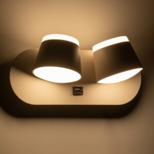 GloboStar® REGENCY 61377 Μοντέρνο Φωτιστικό Τοίχου – Απλίκα Ξενοδοχείου Bed Side LED 16W 1840lm 120° AC 220-240V – Reading Up/Down Light – Φορτιστής USB 3A – Μ16.5 x Π12 x Υ10cm – Φυσικό Λευκό 4500K – Λευκό