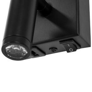 GloboStar® ROULETTE-R 61379 Μοντέρνο Φωτιστικό Τοίχου – Απλίκα Ξενοδοχείου Bed Side LED 3W 360lm & 1 x E27 36° & 360° AC 220-240V – Reading Up/Down Light – Φορτιστής USB 3A – Μ22 x Π23.5 x Υ37cm – Φυσικό Λευκό 4500K – Μαύρο με Μπεζ Καπέλο – Σετ 2 Τεμαχίων