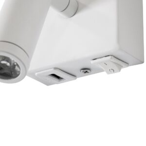 GloboStar® ROULETTE-R 61380 Μοντέρνο Φωτιστικό Τοίχου – Απλίκα Ξενοδοχείου Bed Side LED 3W 360lm & 1 x E27 36° & 360° AC 220-240V – Reading Up/Down Light – Φορτιστής USB 3A – Μ22 x Π23.5 x Υ37cm – Φυσικό Λευκό 4500K – Λευκό με Μπεζ Καπέλο – Σετ 2 Τεμαχίων
