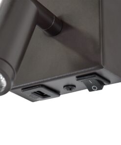 GloboStar® ROULETTE-R 61381 Μοντέρνο Φωτιστικό Τοίχου – Απλίκα Ξενοδοχείου Bed Side LED 3W 360lm & 1 x E27 36° & 360° AC 220-240V – Reading Up/Down Light – Φορτιστής USB 3A – Μ22 x Π23.5 x Υ37cm – Φυσικό Λευκό 4500K – Καφέ με Μπεζ Καπέλο – Σετ 2 Τεμαχίων