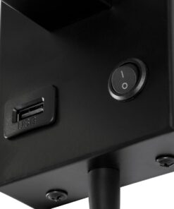 GloboStar® ROULETTE-S 61382 Μοντέρνο Φωτιστικό Τοίχου – Απλίκα Ξενοδοχείου Bed Side LED 3W 360lm & 1 x E27 36° & 360° AC 220-240V – Reading Up/Down Light – Φορτιστής USB 3A – Μ17 x Π20 x Υ37cm – Φυσικό Λευκό 4500K – Μαύρο με Μπεζ Καπέλο – Σετ 2 Τεμαχίων