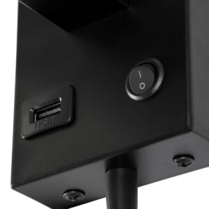 GloboStar® ROULETTE-S 61382 Μοντέρνο Φωτιστικό Τοίχου – Απλίκα Ξενοδοχείου Bed Side LED 3W 360lm & 1 x E27 36° & 360° AC 220-240V – Reading Up/Down Light – Φορτιστής USB 3A – Μ17 x Π20 x Υ37cm – Φυσικό Λευκό 4500K – Μαύρο με Μπεζ Καπέλο – Σετ 2 Τεμαχίων
