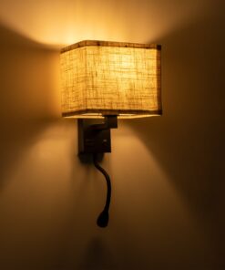 GloboStar® ROULETTE-S 61382 Μοντέρνο Φωτιστικό Τοίχου – Απλίκα Ξενοδοχείου Bed Side LED 3W 360lm & 1 x E27 36° & 360° AC 220-240V – Reading Up/Down Light – Φορτιστής USB 3A – Μ17 x Π20 x Υ37cm – Φυσικό Λευκό 4500K – Μαύρο με Μπεζ Καπέλο – Σετ 2 Τεμαχίων