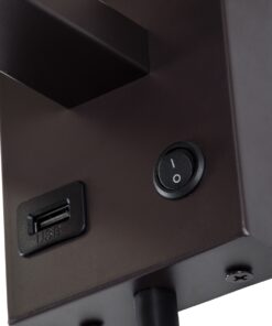 GloboStar® ROULETTE-S 61384 Μοντέρνο Φωτιστικό Τοίχου – Απλίκα Ξενοδοχείου Bed Side LED 3W 360lm & 1 x E27 36° & 360° AC 220-240V – Reading Up/Down Light – Φορτιστής USB 3A – Μ17 x Π20 x Υ37cm – Φυσικό Λευκό 4500K – Καφέ με Μπεζ Καπέλο – Σετ 2 Τεμαχίων