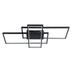 GloboStar® QUADRA 61385 Φωτιστικό Οροφής Design LED CCT 100W 12000lm 120° AC 220-240V – Εναλλαγή Φωτισμού μέσω Τηλεχειριστηρίου All In One Ψυχρό 6000k+Φυσικό 4500k+Θερμό 2700k Dimmable Μ85 x Π45 x Υ9cm – Μαύρο – 3 Years Warranty