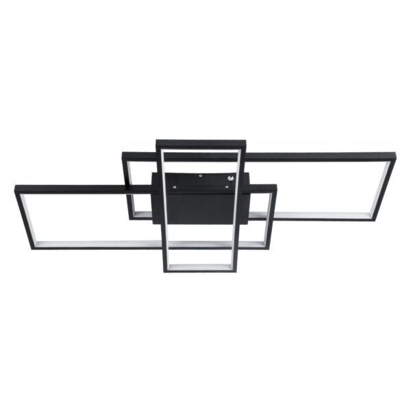 GloboStar® QUADRA 61385 Φωτιστικό Οροφής Design LED CCT 100W 12000lm 120° AC 220-240V – Εναλλαγή Φωτισμού μέσω Τηλεχειριστηρίου All In One Ψυχρό 6000k+Φυσικό 4500k+Θερμό 2700k Dimmable Μ85 x Π45 x Υ9cm – Μαύρο – 3 Years Warranty