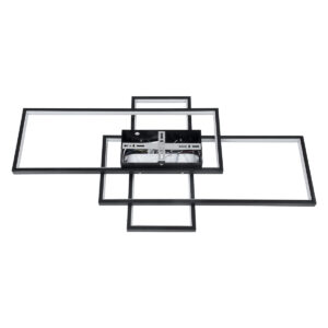 GloboStar® QUADRA 61385 Φωτιστικό Οροφής Design LED CCT 100W 12000lm 120° AC 220-240V – Εναλλαγή Φωτισμού μέσω Τηλεχειριστηρίου All In One Ψυχρό 6000k+Φυσικό 4500k+Θερμό 2700k Dimmable Μ85 x Π45 x Υ9cm – Μαύρο – 3 Years Warranty