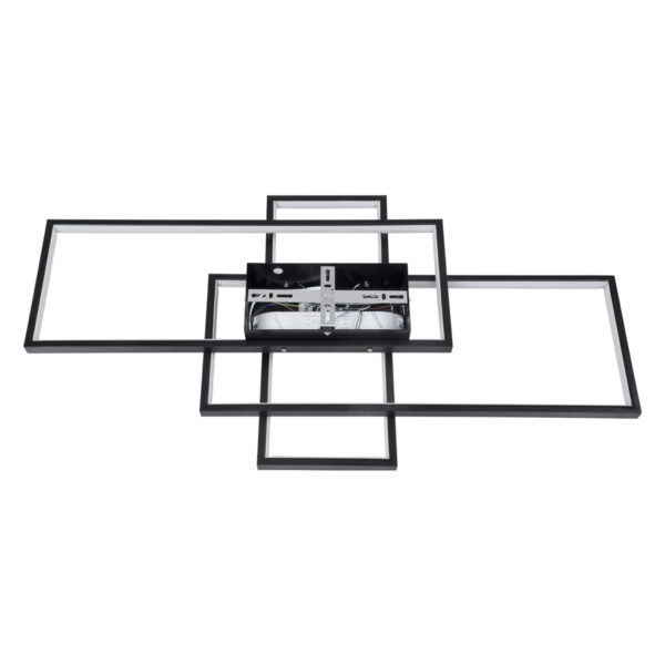 GloboStar® QUADRA 61385 Φωτιστικό Οροφής Design LED CCT 100W 12000lm 120° AC 220-240V – Εναλλαγή Φωτισμού μέσω Τηλεχειριστηρίου All In One Ψυχρό 6000k+Φυσικό 4500k+Θερμό 2700k Dimmable Μ85 x Π45 x Υ9cm – Μαύρο – 3 Years Warranty
