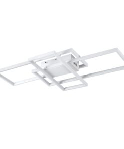 GloboStar® QUADRA 61386 Φωτιστικό Οροφής Design LED CCT 100W 12000lm 120° AC 220-240V – Εναλλαγή Φωτισμού μέσω Τηλεχειριστηρίου All In One Ψυχρό 6000k+Φυσικό 4500k+Θερμό 2700k Dimmable Μ85 x Π45 x Υ9cm – Λευκό – 3 Years Warranty