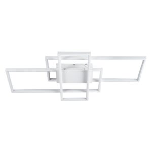 GloboStar® QUADRA 61386 Φωτιστικό Οροφής Design LED CCT 100W 12000lm 120° AC 220-240V – Εναλλαγή Φωτισμού μέσω Τηλεχειριστηρίου All In One Ψυχρό 6000k+Φυσικό 4500k+Θερμό 2700k Dimmable Μ85 x Π45 x Υ9cm – Λευκό – 3 Years Warranty