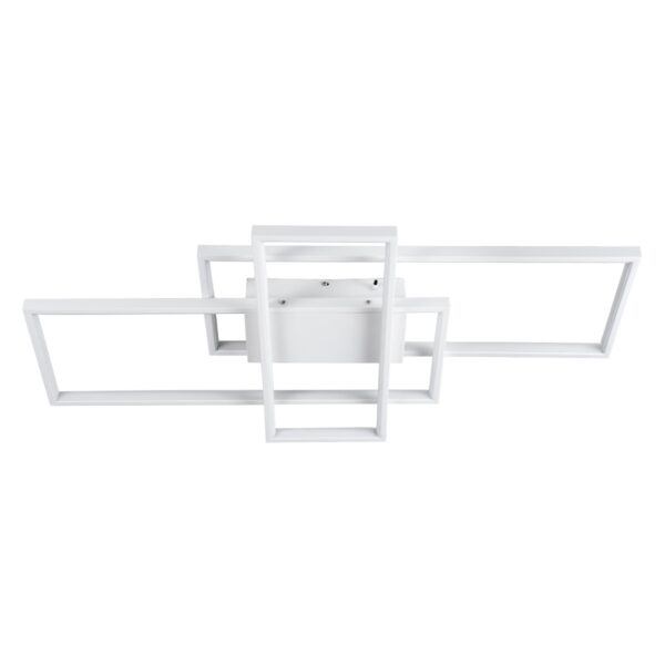 GloboStar® QUADRA 61386 Φωτιστικό Οροφής Design LED CCT 100W 12000lm 120° AC 220-240V – Εναλλαγή Φωτισμού μέσω Τηλεχειριστηρίου All In One Ψυχρό 6000k+Φυσικό 4500k+Θερμό 2700k Dimmable Μ85 x Π45 x Υ9cm – Λευκό – 3 Years Warranty