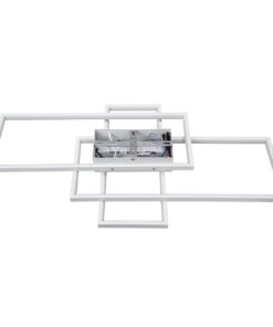 GloboStar® QUADRA 61386 Φωτιστικό Οροφής Design LED CCT 100W 12000lm 120° AC 220-240V – Εναλλαγή Φωτισμού μέσω Τηλεχειριστηρίου All In One Ψυχρό 6000k+Φυσικό 4500k+Θερμό 2700k Dimmable Μ85 x Π45 x Υ9cm – Λευκό – 3 Years Warranty