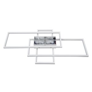 GloboStar® QUADRA 61386 Φωτιστικό Οροφής Design LED CCT 100W 12000lm 120° AC 220-240V – Εναλλαγή Φωτισμού μέσω Τηλεχειριστηρίου All In One Ψυχρό 6000k+Φυσικό 4500k+Θερμό 2700k Dimmable Μ85 x Π45 x Υ9cm – Λευκό – 3 Years Warranty