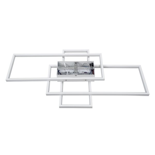 GloboStar® QUADRA 61386 Φωτιστικό Οροφής Design LED CCT 100W 12000lm 120° AC 220-240V – Εναλλαγή Φωτισμού μέσω Τηλεχειριστηρίου All In One Ψυχρό 6000k+Φυσικό 4500k+Θερμό 2700k Dimmable Μ85 x Π45 x Υ9cm – Λευκό – 3 Years Warranty