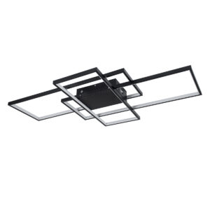 GloboStar® QUADRA 61388 Φωτιστικό Οροφής Design LED CCT 120W 14400lm 120° AC 220-240V – Εναλλαγή Φωτισμού μέσω Τηλεχειριστηρίου All In One Ψυχρό 6000k+Φυσικό 4500k+Θερμό 2700k Dimmable Μ105 x Π60 x Υ9cm – Μαύρο – 3 Years Warranty