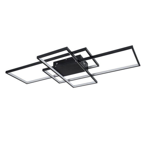 GloboStar® QUADRA 61388 Φωτιστικό Οροφής Design LED CCT 120W 14400lm 120° AC 220-240V – Εναλλαγή Φωτισμού μέσω Τηλεχειριστηρίου All In One Ψυχρό 6000k+Φυσικό 4500k+Θερμό 2700k Dimmable Μ105 x Π60 x Υ9cm – Μαύρο – 3 Years Warranty