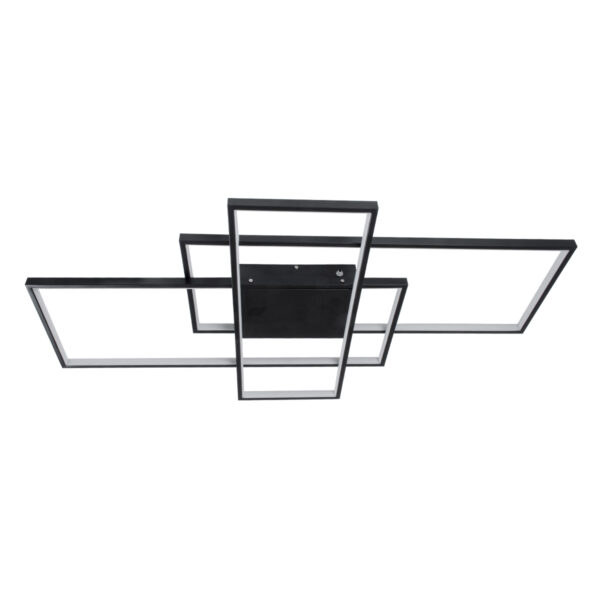 GloboStar® QUADRA 61388 Φωτιστικό Οροφής Design LED CCT 120W 14400lm 120° AC 220-240V – Εναλλαγή Φωτισμού μέσω Τηλεχειριστηρίου All In One Ψυχρό 6000k+Φυσικό 4500k+Θερμό 2700k Dimmable Μ105 x Π60 x Υ9cm – Μαύρο – 3 Years Warranty