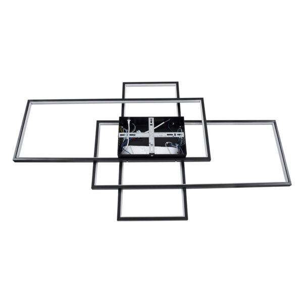 GloboStar® QUADRA 61388 Φωτιστικό Οροφής Design LED CCT 120W 14400lm 120° AC 220-240V – Εναλλαγή Φωτισμού μέσω Τηλεχειριστηρίου All In One Ψυχρό 6000k+Φυσικό 4500k+Θερμό 2700k Dimmable Μ105 x Π60 x Υ9cm – Μαύρο – 3 Years Warranty