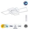 GloboStar® QUADRA 61389 Φωτιστικό Οροφής Design LED CCT 120W 14400lm 120° AC 220-240V – Εναλλαγή Φωτισμού μέσω Τηλεχειριστηρίου All In One Ψυχρό 6000k+Φυσικό 4500k+Θερμό 2700k Dimmable Μ105 x Π60 x Υ19cm – Λευκό – 3 Years Warranty