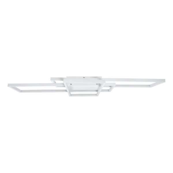 GloboStar® QUADRA 61389 Φωτιστικό Οροφής Design LED CCT 120W 14400lm 120° AC 220-240V – Εναλλαγή Φωτισμού μέσω Τηλεχειριστηρίου All In One Ψυχρό 6000k+Φυσικό 4500k+Θερμό 2700k Dimmable Μ105 x Π60 x Υ19cm – Λευκό – 3 Years Warranty