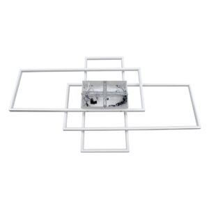 GloboStar® QUADRA 61389 Φωτιστικό Οροφής Design LED CCT 120W 14400lm 120° AC 220-240V – Εναλλαγή Φωτισμού μέσω Τηλεχειριστηρίου All In One Ψυχρό 6000k+Φυσικό 4500k+Θερμό 2700k Dimmable Μ105 x Π60 x Υ19cm – Λευκό – 3 Years Warranty
