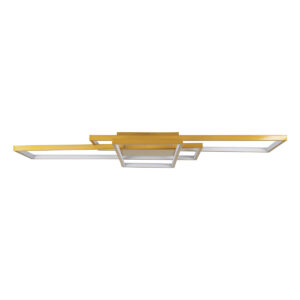 GloboStar® QUADRA 61390 Φωτιστικό Οροφής Design LED CCT 120W 14400lm 120° AC 220-240V – Εναλλαγή Φωτισμού μέσω Τηλεχειριστηρίου All In One Ψυχρό 6000k+Φυσικό 4500k+Θερμό 2700k Dimmable Μ105 x Π60 x Υ19cm – Χρυσό Βούρτσας- 3 Years Warranty