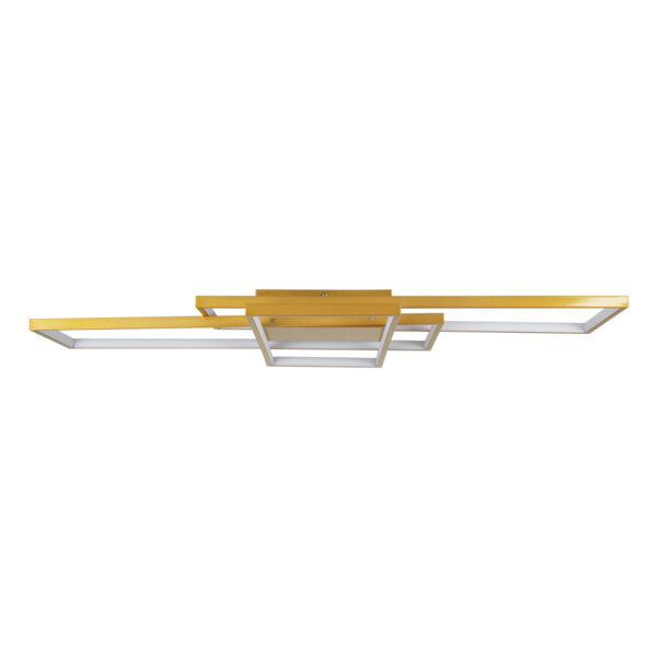 GloboStar® QUADRA 61390 Φωτιστικό Οροφής Design LED CCT 120W 14400lm 120° AC 220-240V – Εναλλαγή Φωτισμού μέσω Τηλεχειριστηρίου All In One Ψυχρό 6000k+Φυσικό 4500k+Θερμό 2700k Dimmable Μ105 x Π60 x Υ19cm – Χρυσό Βούρτσας- 3 Years Warranty