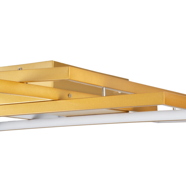 GloboStar® QUADRA 61390 Φωτιστικό Οροφής Design LED CCT 120W 14400lm 120° AC 220-240V – Εναλλαγή Φωτισμού μέσω Τηλεχειριστηρίου All In One Ψυχρό 6000k+Φυσικό 4500k+Θερμό 2700k Dimmable Μ105 x Π60 x Υ19cm – Χρυσό Βούρτσας- 3 Years Warranty