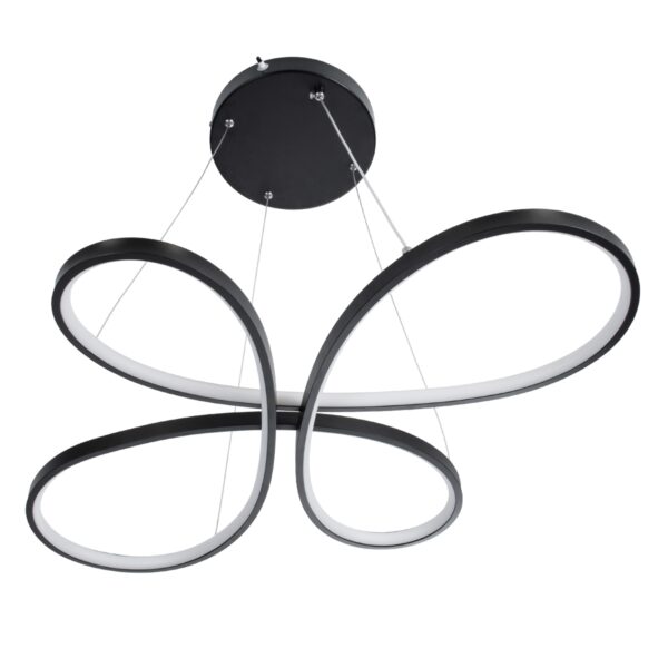 GloboStar® BUTTERFLY 61391 Κρεμαστό Φωτιστικό Οροφής Design LED CCT 75W 8400lm 300° AC 220-240V – Εναλλαγή Φωτισμού μέσω Τηλεχειριστηρίου All In One Ψυχρό 6000k+Φυσικό 4500k+Θερμό 2700k Dimmable Μ71 x Π52 x Υ4cm – Μαύρο – 3 Years Warranty