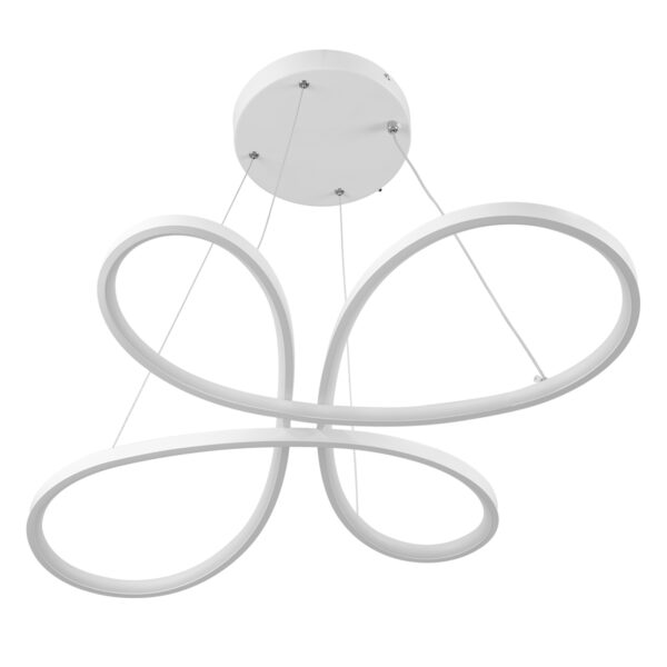 GloboStar® BUTTERFLY 61392 Κρεμαστό Φωτιστικό Οροφής Design LED CCT 75W 8400lm 300° AC 220-240V – Εναλλαγή Φωτισμού μέσω Τηλεχειριστηρίου All In One Ψυχρό 6000k+Φυσικό 4500k+Θερμό 2700k Dimmable Μ71 x Π52 x Υ4cm – Λευκό – 3 Years Warranty