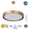 GloboStar® BARCHETTA 61399-P Κρεμαστή Πλαφονιέρα Οροφής LED CCT 72W 8306lm 120° AC 220-240V – Εναλλαγή Φωτισμού μέσω Τηλεχειριστηρίου All In One Ψυχρό 6000k+Φυσικό 4500k+Θερμό 2700k Dimmable Φ48cm – Χρυσό – 3 Years Warranty
