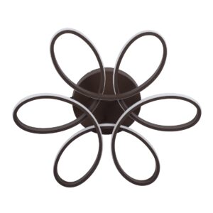 GloboStar® MARGARET 61402 Φωτιστικό Οροφής Design LED CCT 54W 6210lm 360° AC 220-240V – Εναλλαγή Φωτισμού μέσω Τηλεχειριστηρίου All In One Ψυχρό 6000k+Φυσικό 4500k+Θερμό 2700k Dimmable Φ57 x Υ12cm – Καφέ – 3 Years Warranty