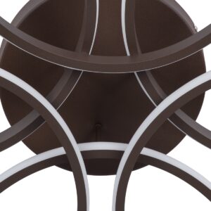 GloboStar® MARGARET 61402 Φωτιστικό Οροφής Design LED CCT 54W 6210lm 360° AC 220-240V – Εναλλαγή Φωτισμού μέσω Τηλεχειριστηρίου All In One Ψυχρό 6000k+Φυσικό 4500k+Θερμό 2700k Dimmable Φ57 x Υ12cm – Καφέ – 3 Years Warranty