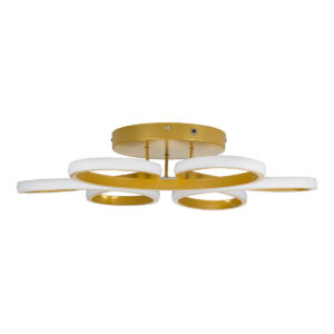 GloboStar® MARGARET 61403 Φωτιστικό Οροφής Design LED CCT 54W 6210lm 360° AC 220-240V – Εναλλαγή Φωτισμού μέσω Τηλεχειριστηρίου All In One Ψυχρό 6000k+Φυσικό 4500k+Θερμό 2700k Dimmable Φ57 x Υ12cm – Χρυσό Βούρτσας – 3 Years Warranty