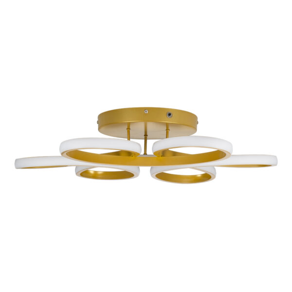 GloboStar® MARGARET 61403 Φωτιστικό Οροφής Design LED CCT 54W 6210lm 360° AC 220-240V – Εναλλαγή Φωτισμού μέσω Τηλεχειριστηρίου All In One Ψυχρό 6000k+Φυσικό 4500k+Θερμό 2700k Dimmable Φ57 x Υ12cm – Χρυσό Βούρτσας – 3 Years Warranty