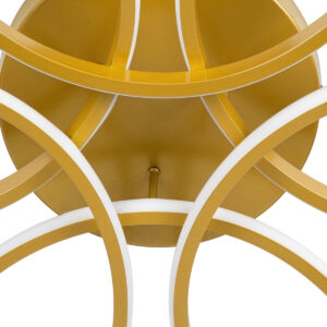 GloboStar® MARGARET 61403 Φωτιστικό Οροφής Design LED CCT 54W 6210lm 360° AC 220-240V – Εναλλαγή Φωτισμού μέσω Τηλεχειριστηρίου All In One Ψυχρό 6000k+Φυσικό 4500k+Θερμό 2700k Dimmable Φ57 x Υ12cm – Χρυσό Βούρτσας – 3 Years Warranty