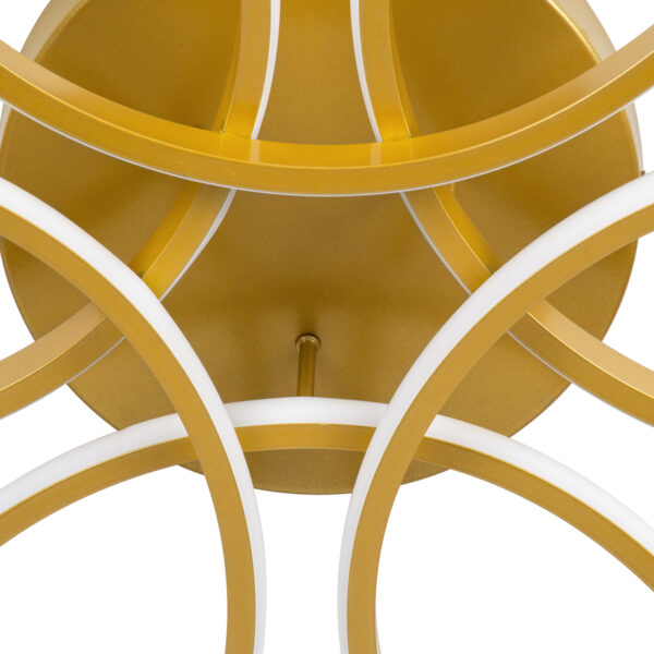 GloboStar® MARGARET 61403 Φωτιστικό Οροφής Design LED CCT 54W 6210lm 360° AC 220-240V – Εναλλαγή Φωτισμού μέσω Τηλεχειριστηρίου All In One Ψυχρό 6000k+Φυσικό 4500k+Θερμό 2700k Dimmable Φ57 x Υ12cm – Χρυσό Βούρτσας – 3 Years Warranty