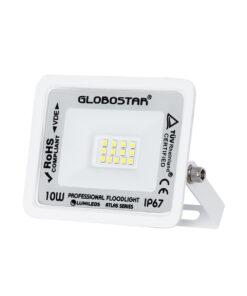 GloboStar® ATLAS 61404 Επαγγελματικός Προβολέας LED 10W 1250lm 120° AC 220-240V – Αδιάβροχος IP67 – Μ10 x Π2 x Υ8cm – Λευκό – Ψυχρό Λευκό 6000K – LUMILEDS Chips – TÜV Rheinland Certified – 5 Years Warranty