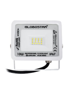 GloboStar® ATLAS 61404 Επαγγελματικός Προβολέας LED 10W 1250lm 120° AC 220-240V – Αδιάβροχος IP67 – Μ10 x Π2 x Υ8cm – Λευκό – Ψυχρό Λευκό 6000K – LUMILEDS Chips – TÜV Rheinland Certified – 5 Years Warranty