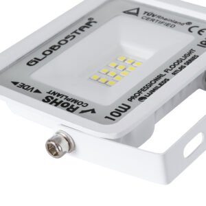 GloboStar® ATLAS 61404 Επαγγελματικός Προβολέας LED 10W 1250lm 120° AC 220-240V – Αδιάβροχος IP67 – Μ10 x Π2 x Υ8cm – Λευκό – Ψυχρό Λευκό 6000K – LUMILEDS Chips – TÜV Rheinland Certified – 5 Years Warranty